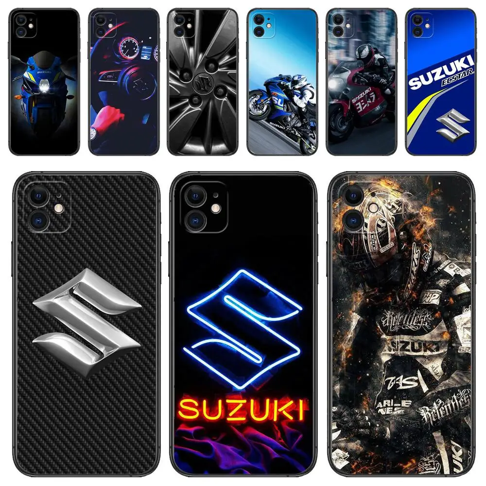 

Suzuki Luxury Fashion Phone Case For Apple IPhone 13 12 11 14 Pro Max Mini XR X XS Max 6S 6 7 8 Plus SE 2020 Black Phone Cover