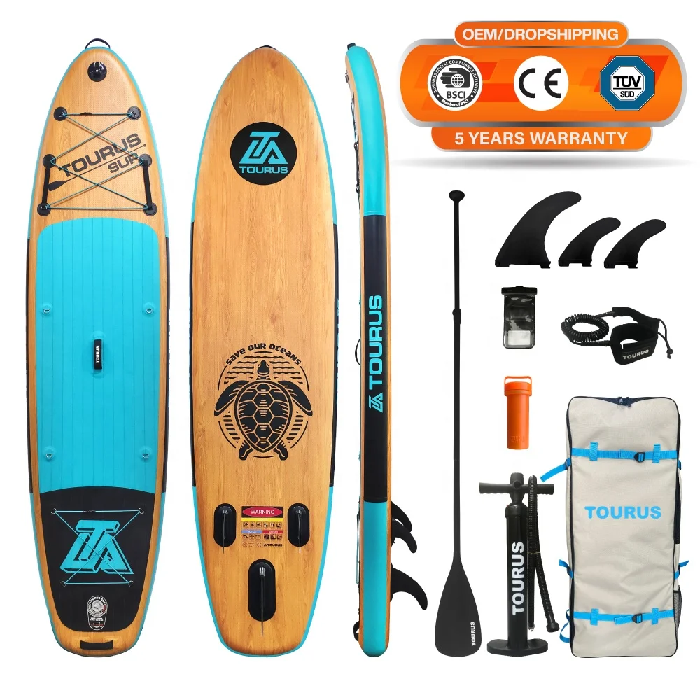 TOURUS 2023 April new arrival blue wood double layers sup boards YOGA inflatable stable stand up paddle board 11feet 33inch