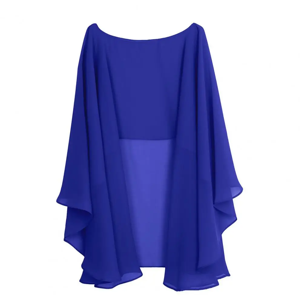 

Bridesmaid Dress Shawl Fashionable Women's Chiffon Shawl Elegant Irregular Hem O-neck Sling Dress Gown Thin Pullover for All