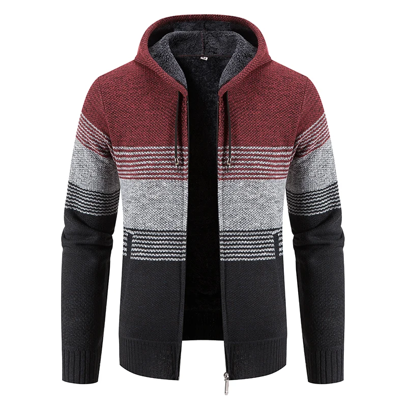 Cardigan Men's Thickened Sweater Long Sleeve Men's Sweater Loose Patchwork Bra Chain Top Comfortable Casual Knit Casual Jacket