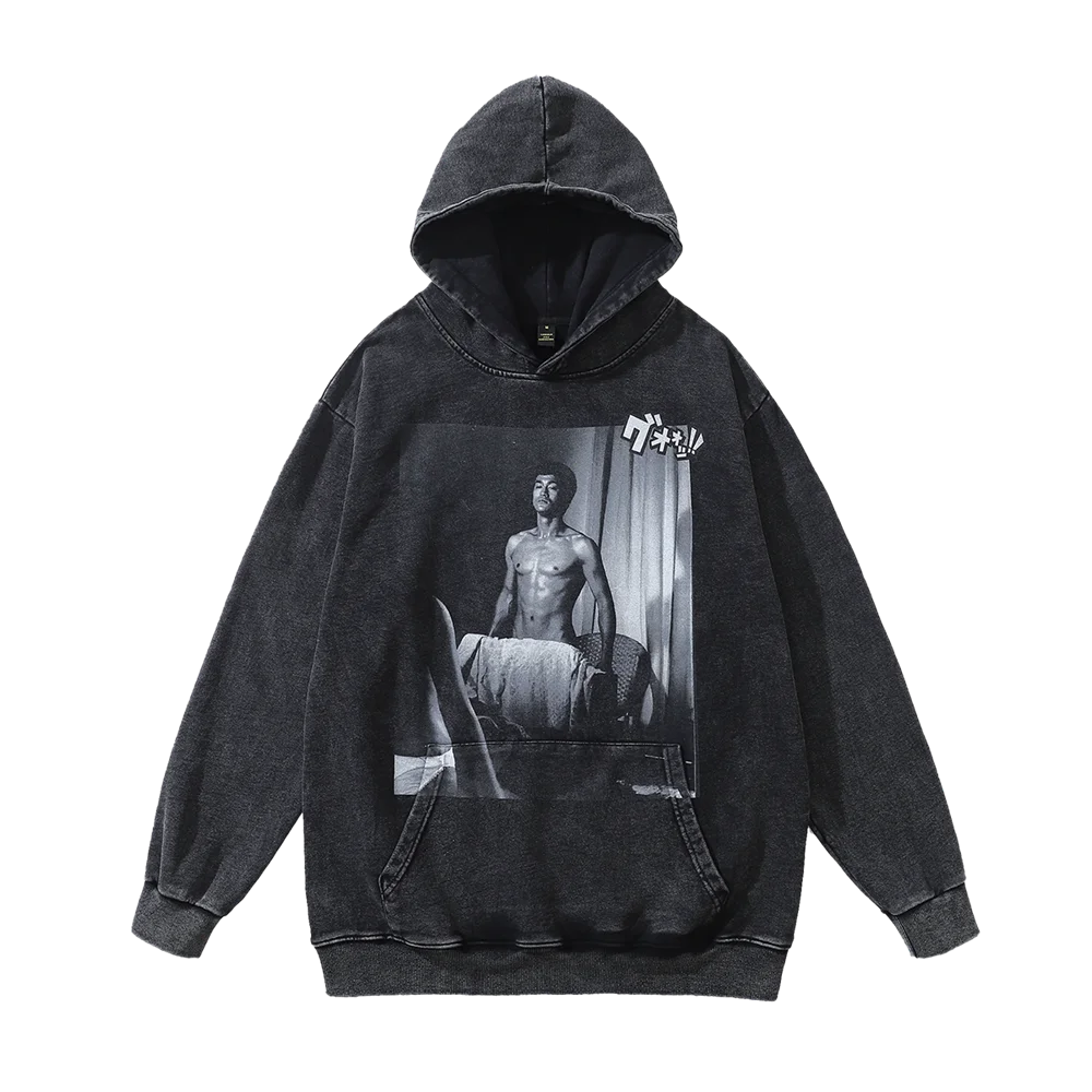 

2022 Hoodie Hip Hop Men Streetwear Bruce Lee Graphic Hooded Pullover Cotton Harajuku Vintage Washed Hoodie Sweatshirt Clothing