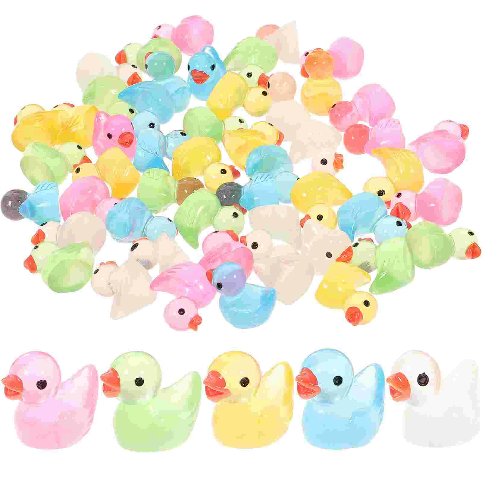 

50pcs Mini Duck Glow In The Dark Mini Resin Figure Miniature Scene Layout