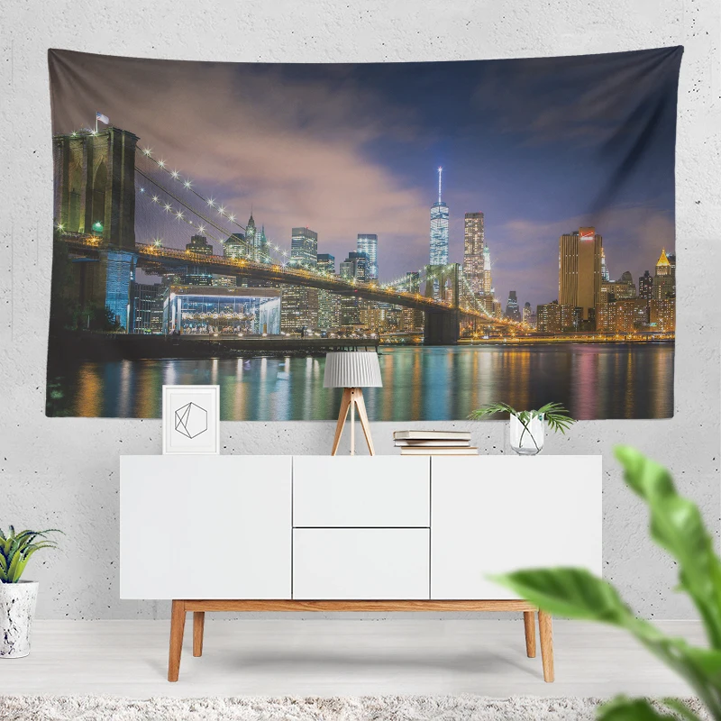

City Night Scene Printed Tapestry Wall Hanging Cloth Fabric Large Tapestry Aesthetic Dorm Interior Room Bedroom Home Decor