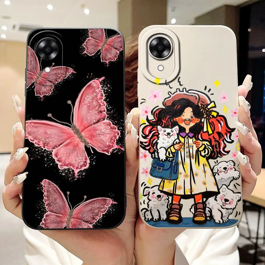 Чехол для телефона OPPO A17K CPH2471 мягкий жидкий силиконовый защитный чехол с милым