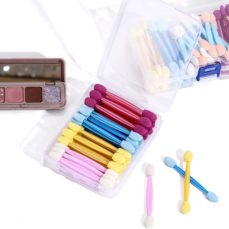 Wholesale Eyeshadow Applicator Pro Sponge Double Ended Portable Eye Shadow Brushes Nail Mirror Powder Brush Cosmetic Makeup Tool