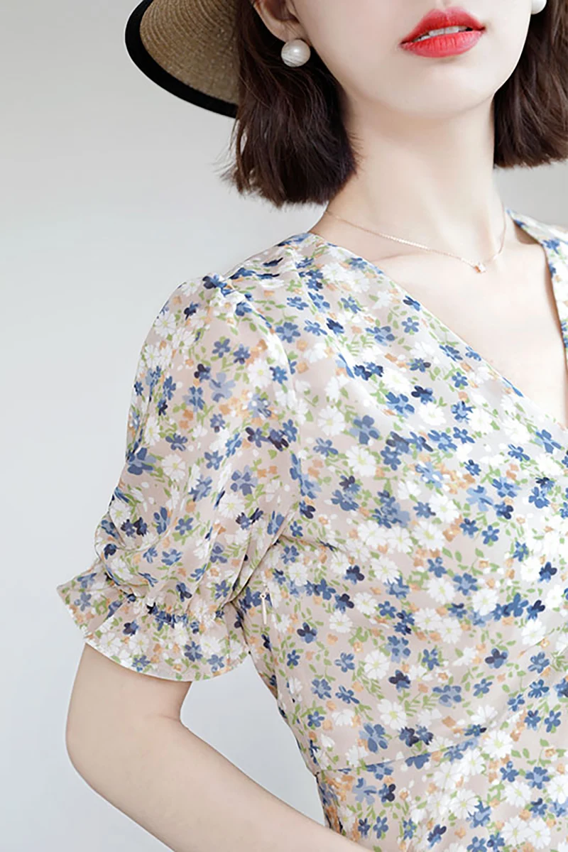 French sle Retro Floral Dress Women Summer New Gentle Stem Orange First Love Fairy Temperament Mori look Tea Break Skirts