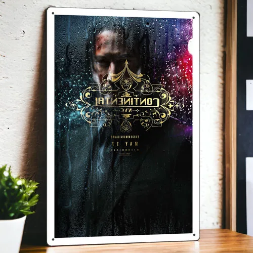 Джон фитиль: Глава 3-Парабеллум 2019 металлический кинопостер Оловянная пленка с