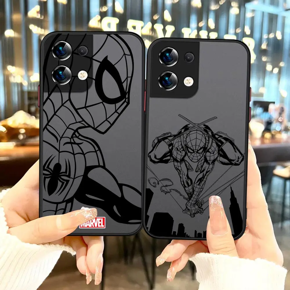 

Marvel Hero Spider-Man Comics Matte Phone Case For OPPO Reno 8 7 7Z 6Z 6 5 4 4SE 3 2 2F 2 Z Pro Plus 5G 4G Black Cover Funda