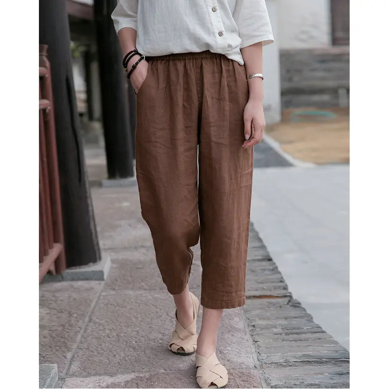 

Harem Pants for Women Spring Summer 2022 Female Clothing Linen Cotton Cropped Trousers Japanese Style Casual Lady's Wide Pant