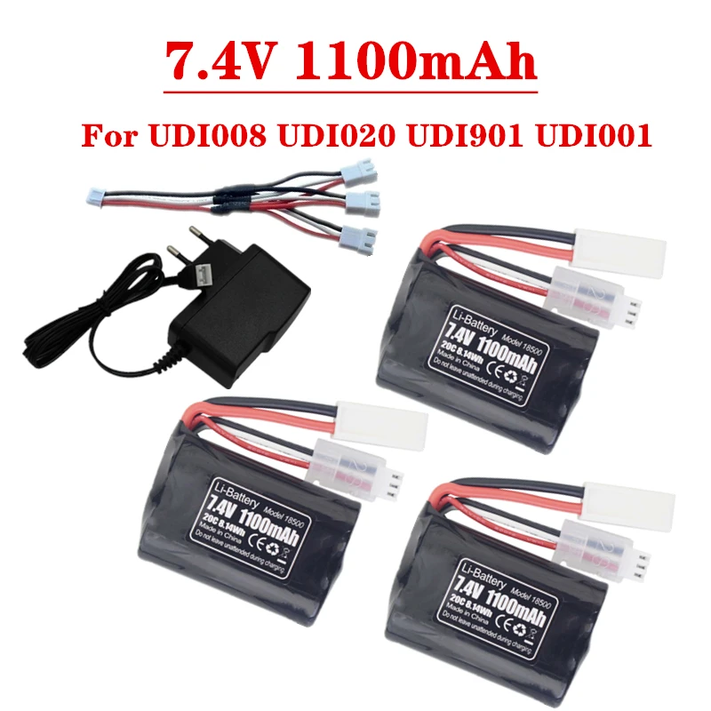 

Литиевая батарея 7,4 в 1100 мАч + зарядное устройство для UDI008 UDI020 UDI901 UDI001, высокоскоростной радиоуправляемый корабль, уличные водные электричес...