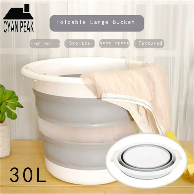 

30L Silicone Bucket Fishing Equipment Folding Bucket Outdoor Foldable Collapsible Bucket Camping Basin Thick Travel Buckets