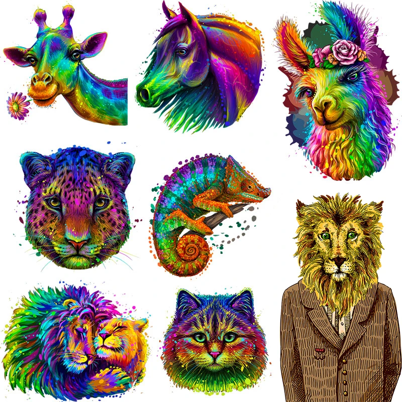 Термонаклейки на одежду с принтом животных тигр/лошадь/Жираф |