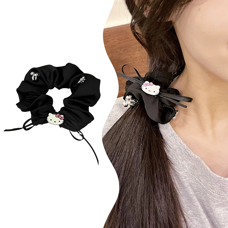 Sanrio Hello Kitty веревка для волос черное кольцо с толстой кишкой модная элегантная