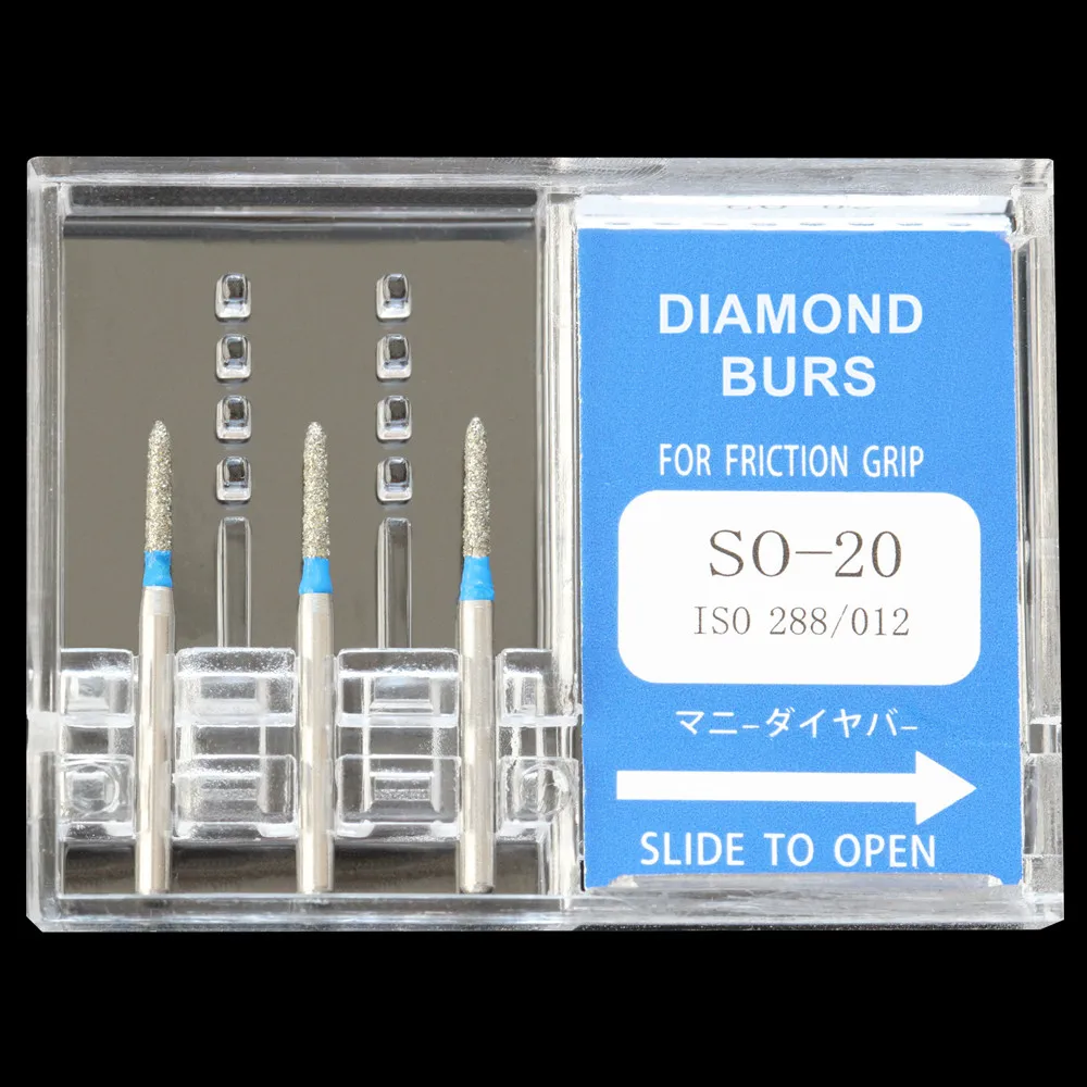 

10Packs Dental Diamond Burs SO-20/SO-21 Polisher Drill Tools FG 1.6mm High Speed Handpiece Polishing Straight Ogival DIA-BURS