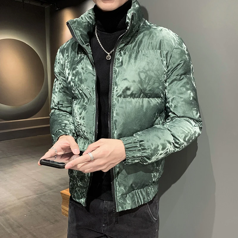 Korean Winter Men's Jackets Luxury Velvet Thicken Warm Casual Parka Stand-up Collar Streetwear Social Overcoat Chaquetas Hombre