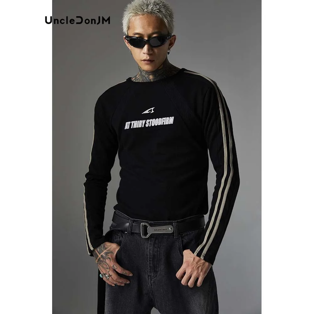 

Tight Fit Elastic T-shirt Millennium Retro Unisex Long Sleeve Autumn/Winter Crowd Personality Harajuku Tshirt