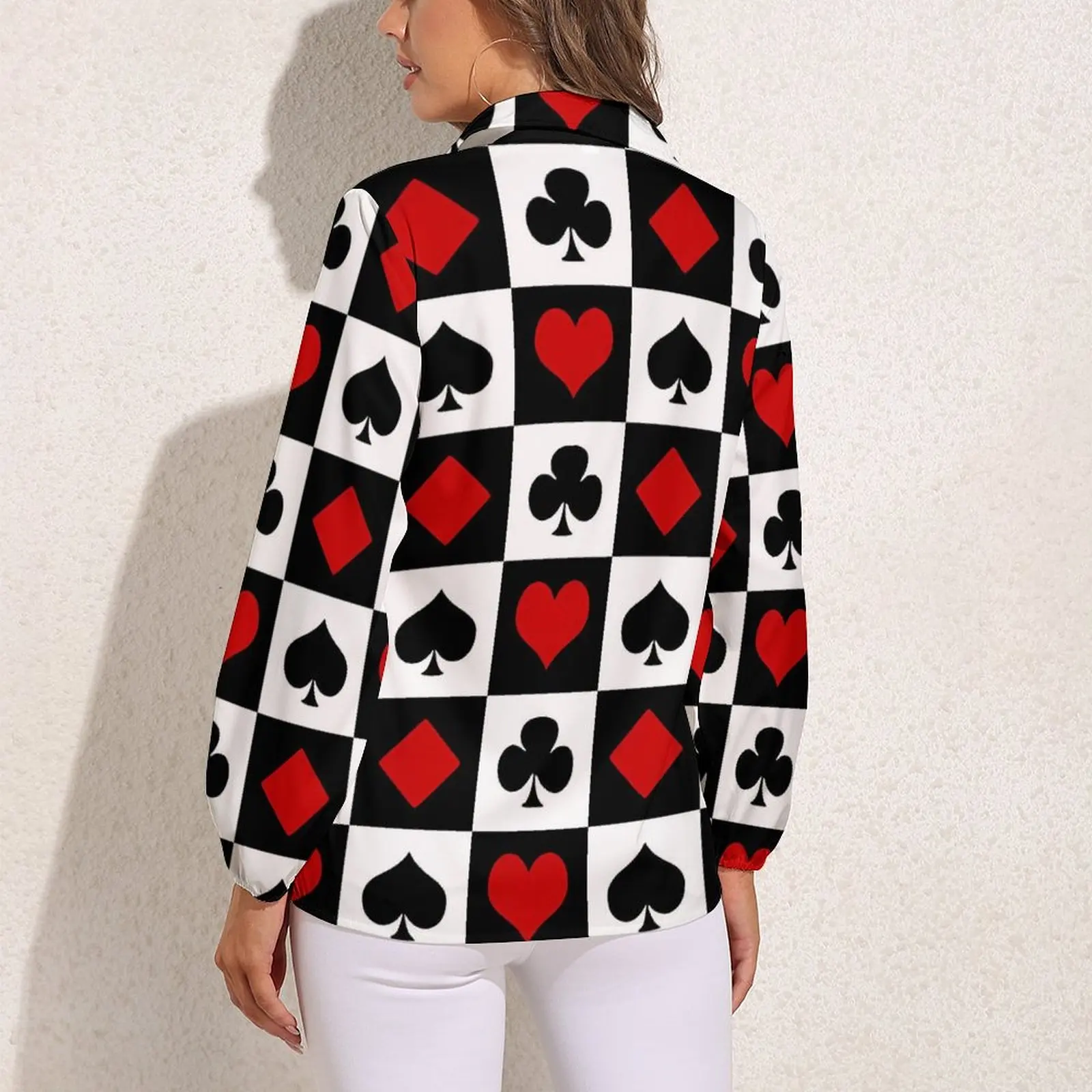 Блузка с игральными картами винтажные блузки в клетку принтом на заказ женская