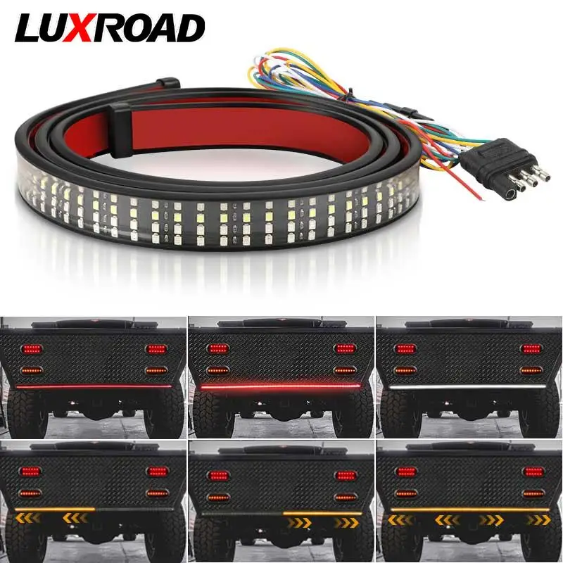 

60inch LED Light Strip 4 Row Truck Tailgate Light Car Brake Reverse Light Signal Warning Lamp Rear Tail Light For Pickup ATV SUV