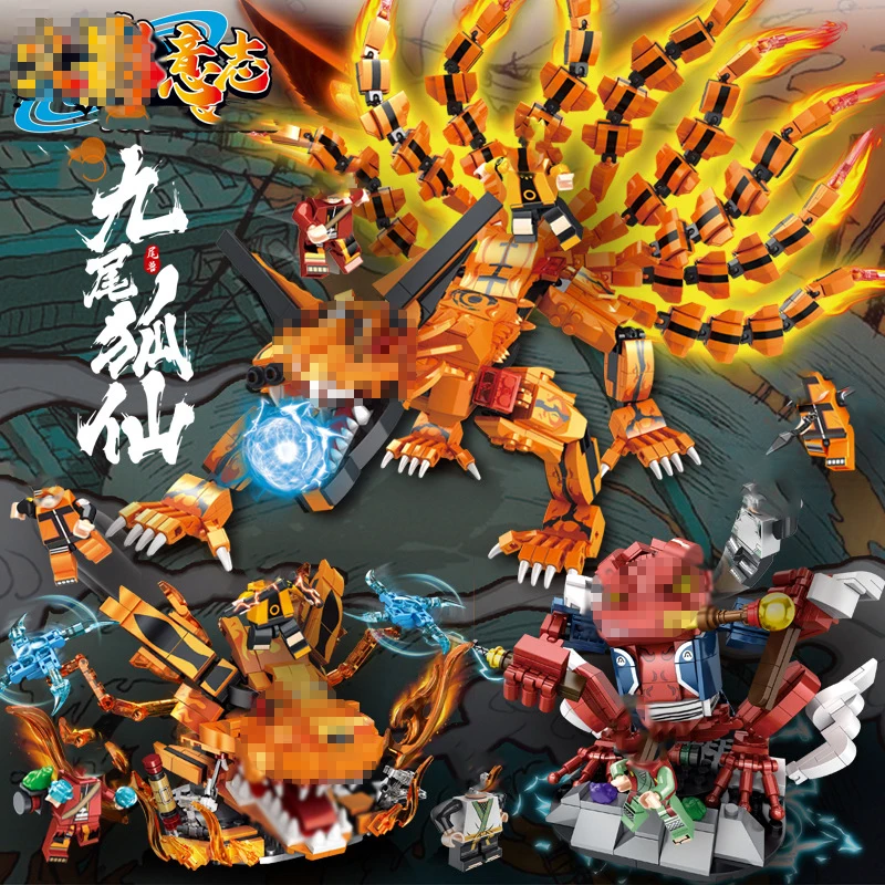 

One Set/Assembly Naruto Building Blocks Dragon Figure Nine Tails Spirit Gaara Sand Hand Toad Bunta Hokage Mini Bricks Kids Toys
