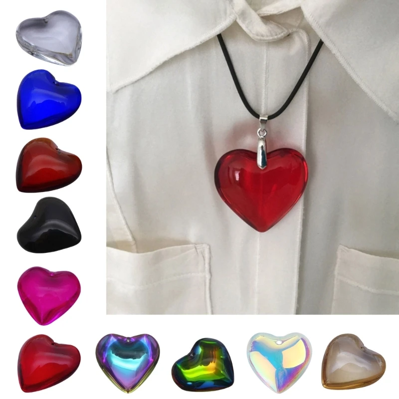 

10Pcs 24mm Heart Crystal Pendants Jewelry DIY Glass Charm Necklace Earring Jewelry Making Valentines Day Pendants Craft