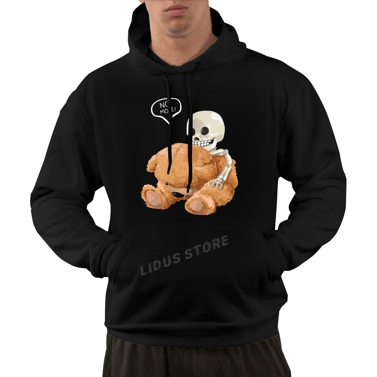 

No More Pretending With Skeleton Teddy Bear Hoodie Sweatshirt Harajuku Streetwear 100% Cotton Men's Graphics Hoodie