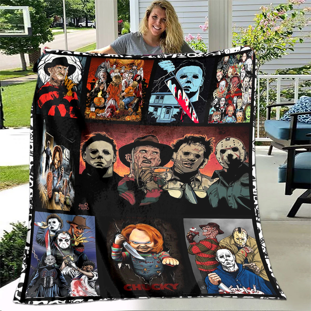 

Terror Blanket Horror Mysterious Character Soft Plush Throw Blanket Lightweight Blankets for Couch Bed All Season Warm