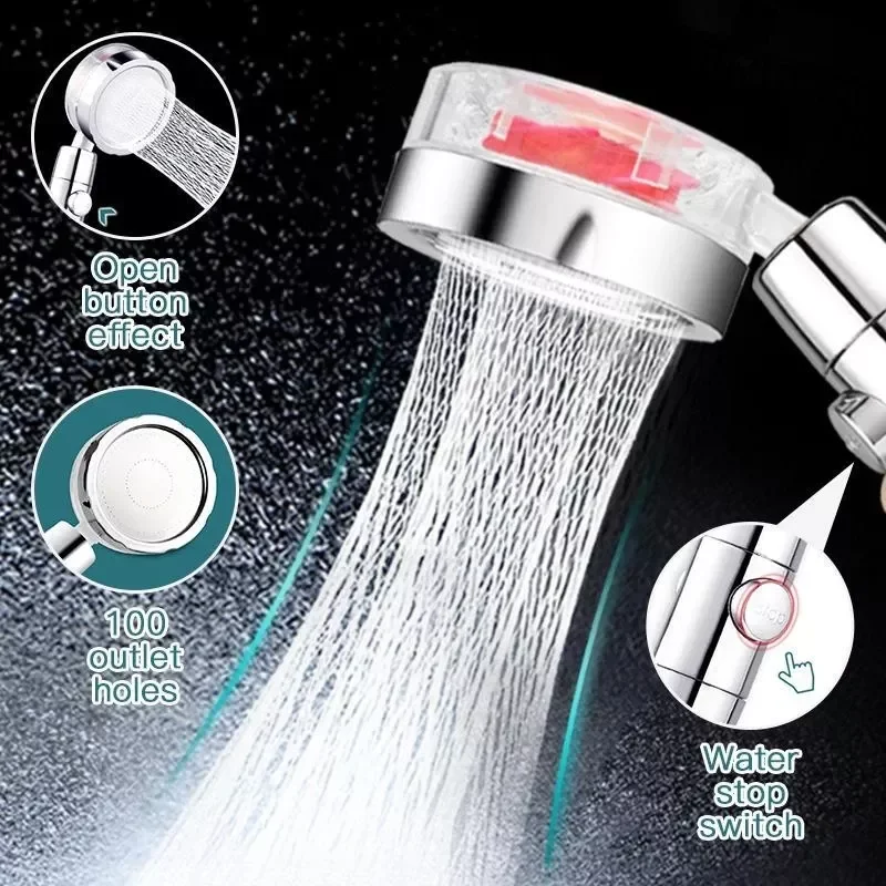 

360 Rotated Shower Head High Pressure Water Saving Rainfall Spray SPA Bath Pressurized Massage Handheld Turbo Fan Shower Head