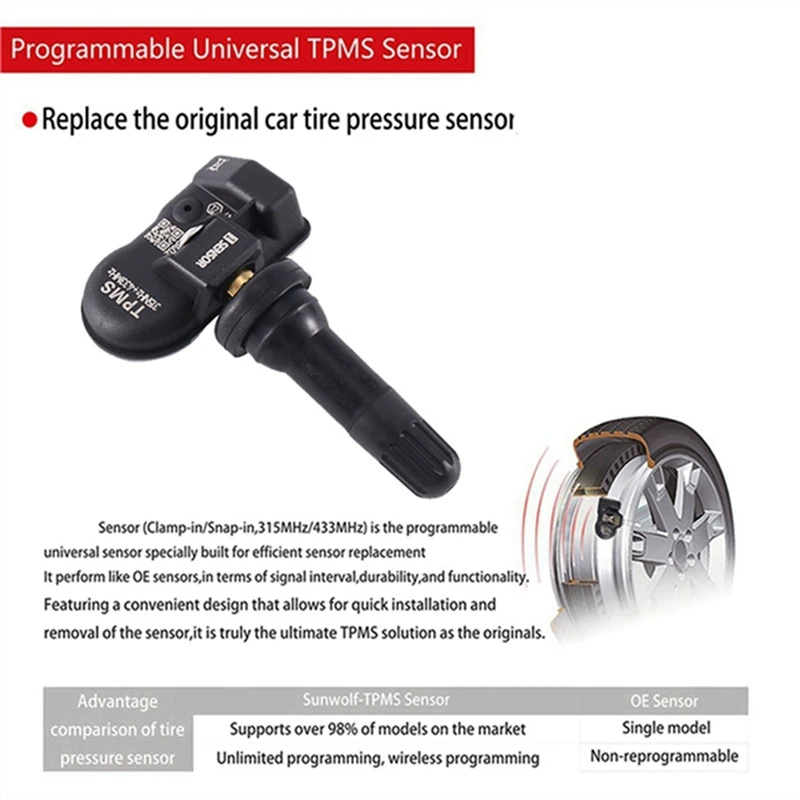 14Pcs Programmable PMS Tire Pressure Sensor Monitor For Autel TS408 TS508 ITS600 433Mhz 315MHZ 2 In 1 Editable MX