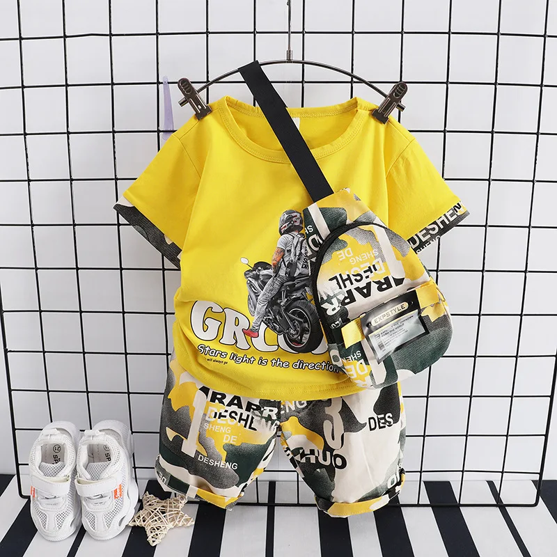 

2022 Summer Toddler Boy Cool Camouflage Clothes Set Baby Infant Cartoon Short Sleeve T-shirt+Shorts Casual Outfits Kids Clothing