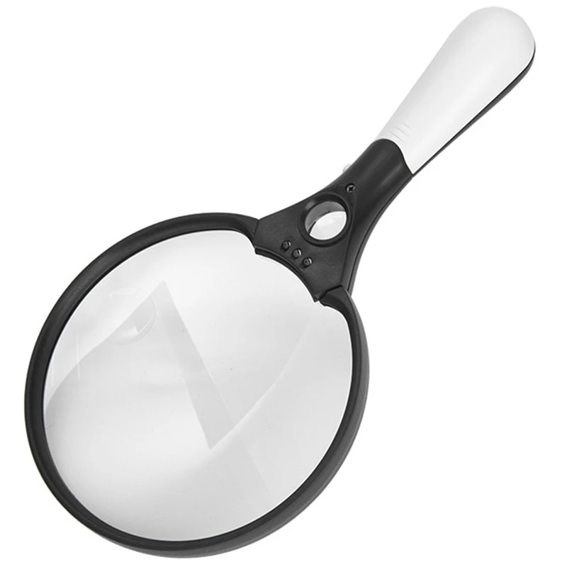 

Hand-Held Magnifying Glass 137Mm Large Lens 5.5 Inch LED Magnifying Glass 2 Times 4 Times 25 Times For Reading