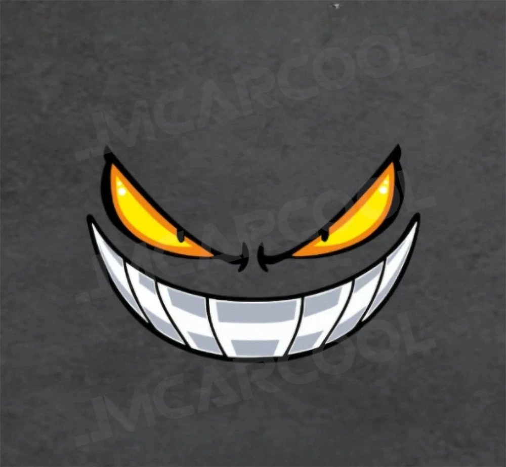 

Улыбающееся лицо демона, светоотражающие наклейки для глаз, сделай сам, автомобили, аксессуары, предупреждение о безопасности мотоцикла, водонепроницаемые наклейки для укладки