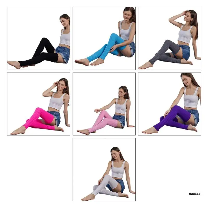 

Женские трикотажные гетры в рубчик, зимние теплые оборки выше колена, высокие носки