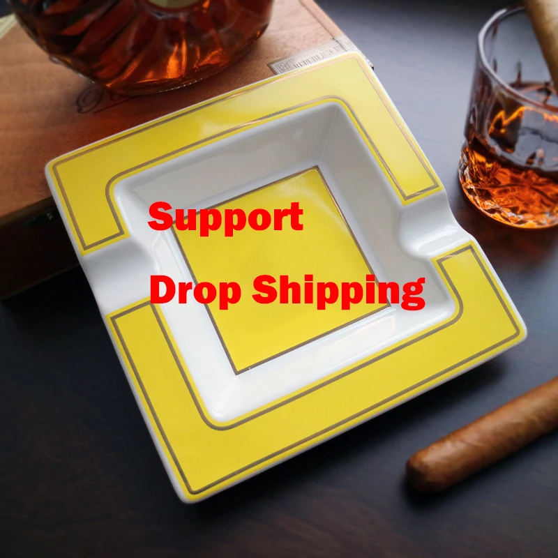 

Ceramic Cigar Ashtray Home Cigar Holder Gadgets Travel Ash Slot Tobacco Cigarette Smoking Accessories for Montecristo Cigar