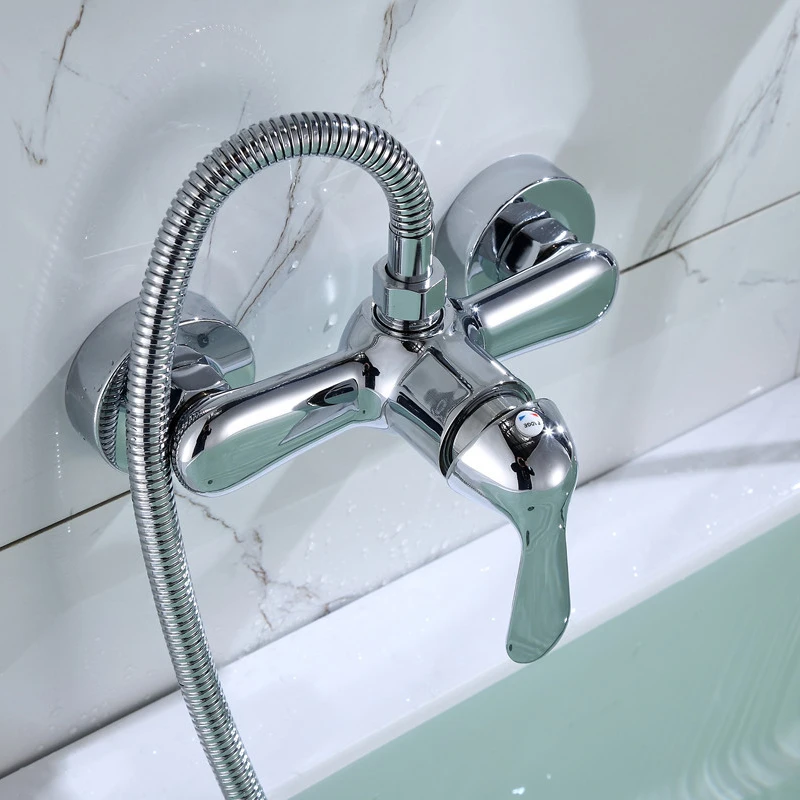 Wall Mounted Bathroom Shower Faucet Valve Set Single Handle SPA Shower Bathtub Faucet Hot Cold Water Mixer Tap Shower Head Hose