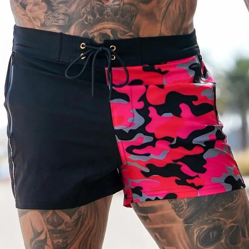 Шорты мужские для бега с регулируемым шнурком пляжные камуфляжным принтом на