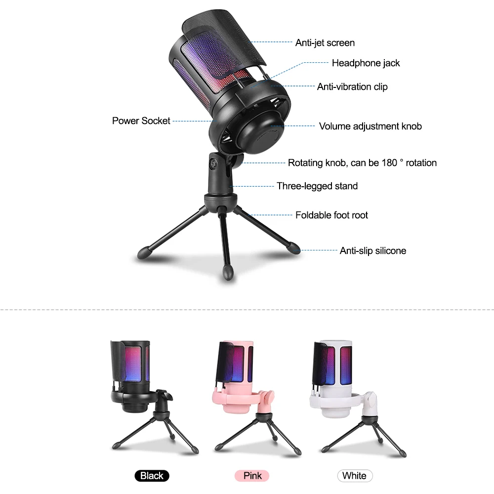 USB конденсаторный игровой микрофон с подсветкой