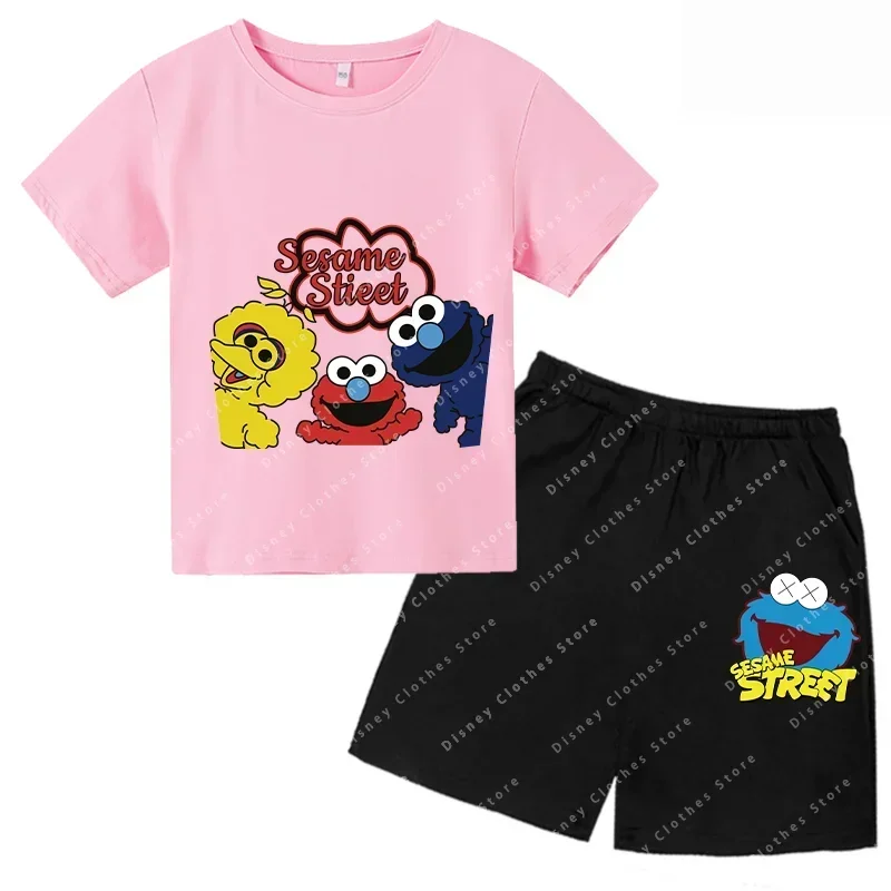 Футболка детская летняя с коротким рукавом и принтом Улица Сезам