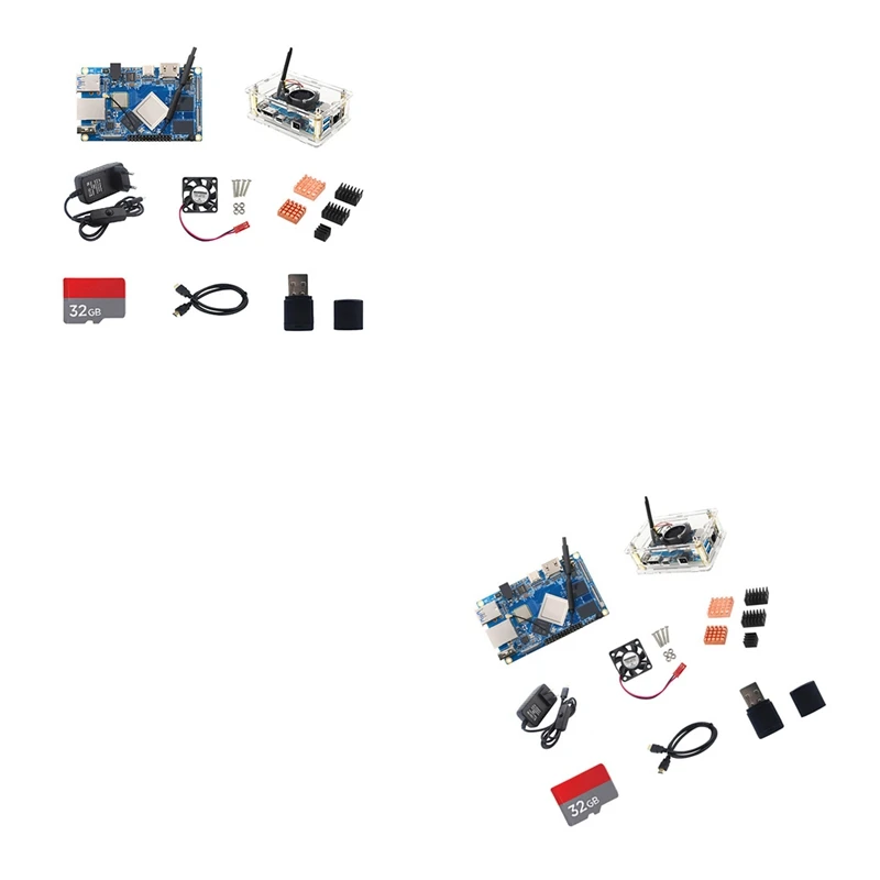 

For Orange Pi 4 LTS RK3399 4G LPDDR4+Shell+Heatsink+Fan+Power+HD Cable+SD Card+Card Reader Development Board