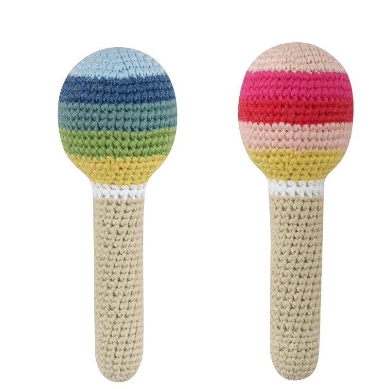 

Handmade Crochet Baby Rattle Learning Infant Hand Grasp Toy Ring Bell Gift Toddler Interaction Educational