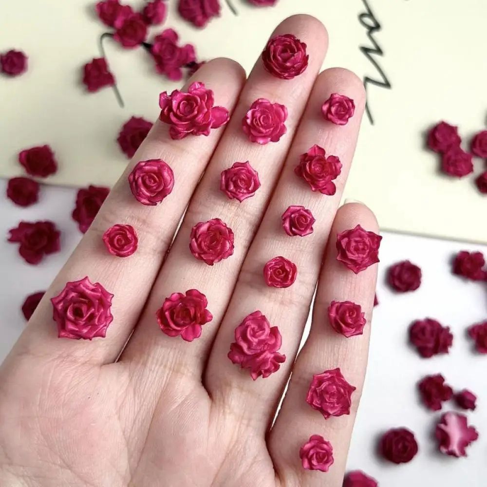 Новые розово-красные сушеные цветы смоляные подвески для ногтей 3D светящиеся