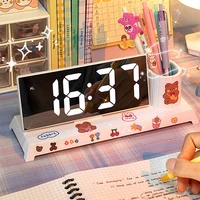 ins pen holder led clock snooze alarm student 2021 new wake up wake up children girl desktop organizer clock digital clock