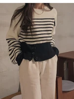 autumn knitted striped sweater women long sleeve lazy oaf korean jumpers ladies irregular pullover pull femme sueter feminino