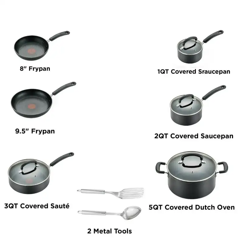 

12 Piece Titanium Non-Stick Cookware Set, Black, Dishwasher Safe