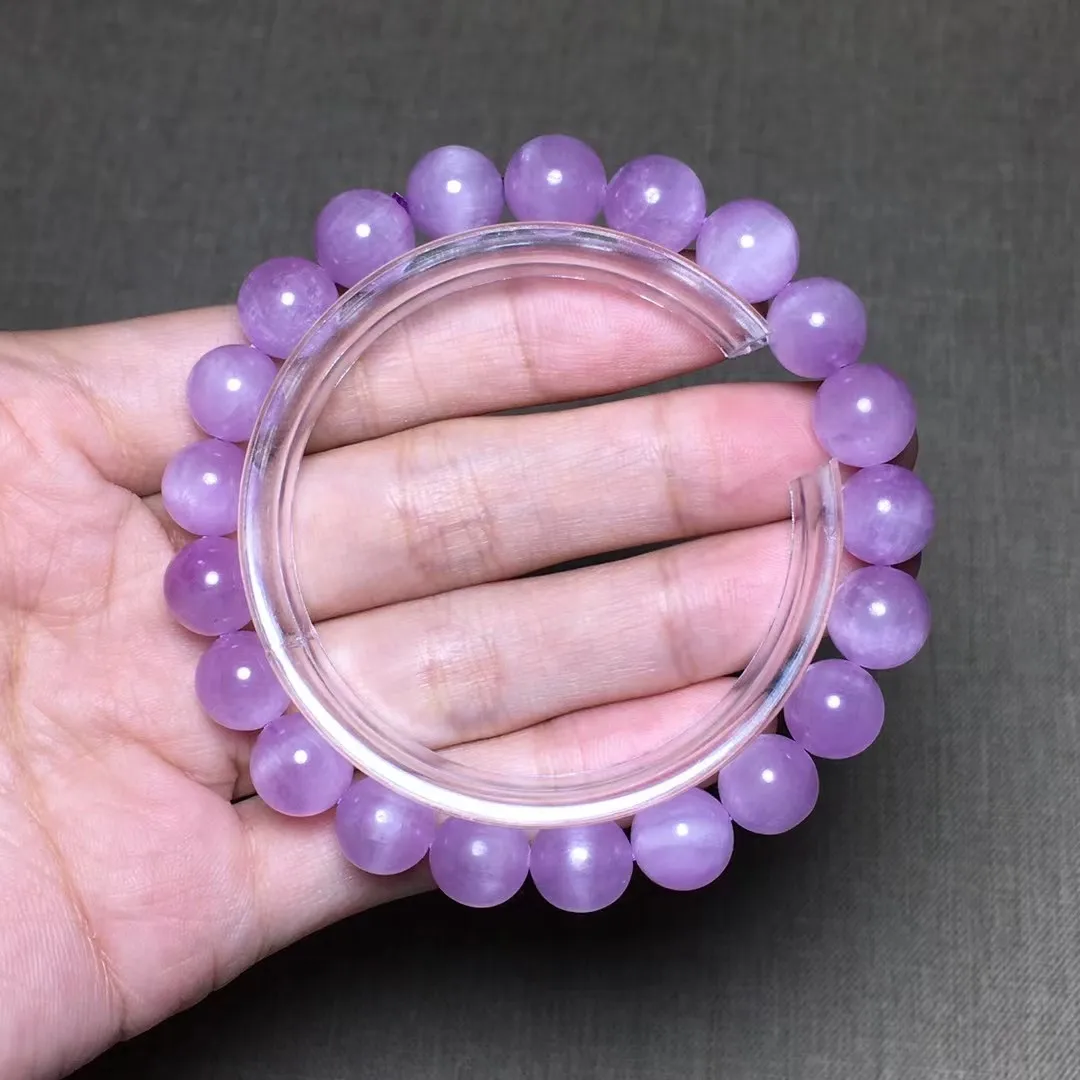 

9mm Natural Purple Kunzite Stone Bracelet Jewelry For Women Lady Men Love Reiki Gift Healing Crystal Cat Eye Beads Strands AAAAA
