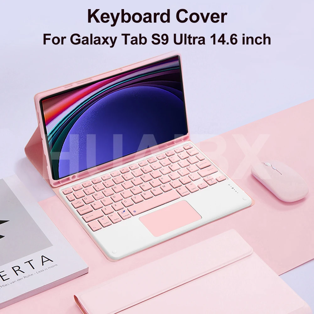 

Tablet Case for Samsung Galaxy Tab S9 Ultra 14.6 Inch, 10 Inch Bluetooth Touchpad Keyboard Cover with Mouse,SM-X910/X916B/X918U