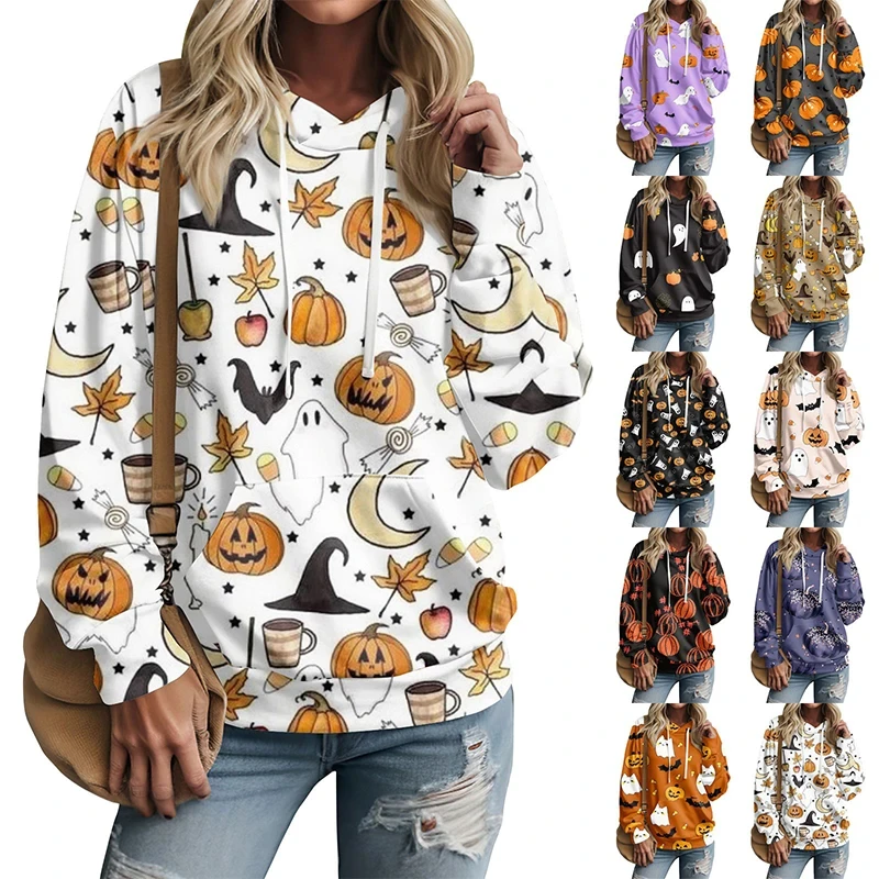 

Women Halloween Hoodies Nightmare Before Christmas Jack And Sally 3D Printed Hooded Pullover Ladies Casual Streetwear Sweatshirt