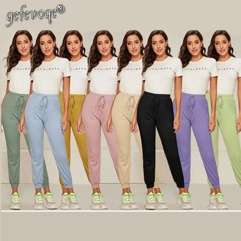 

Spring Summer Fashion Trousers Ladies Sweatpants Casual Multicolor Pocket Trousers Solid Color All-match Patchwork Slim Pants