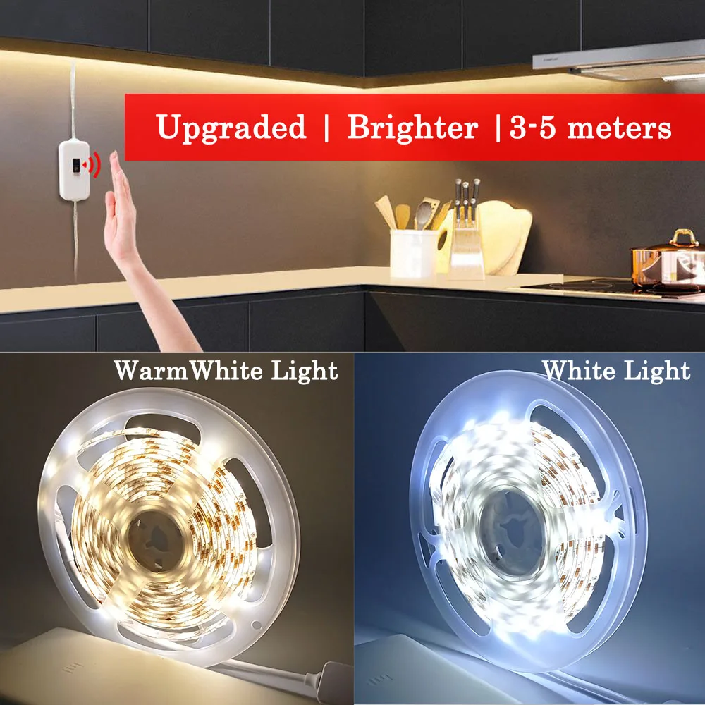 

Upgraded Hand Sweep LED Light Strip White Light Warm White USB Strip Light Waterproof Waving Sensor Backlight Strip for Room