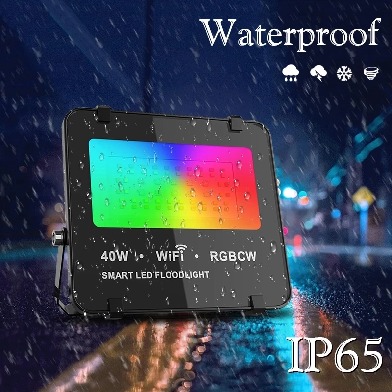 

Waterproof Bluetooth Wifi Smart LED Floodlight AC 110V 220V RGBCW IP65 Outdoor Street Lamp Landscape Lighting Group Control