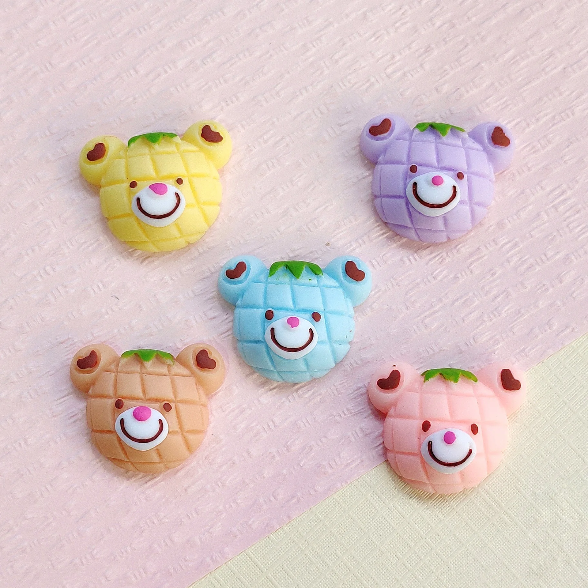 

Cartoon Pineapple Bear Resin Cabochon Flatbacks Fit Phone Deco Parts Scrapbooking Craft DIY Hair Bows Accessories